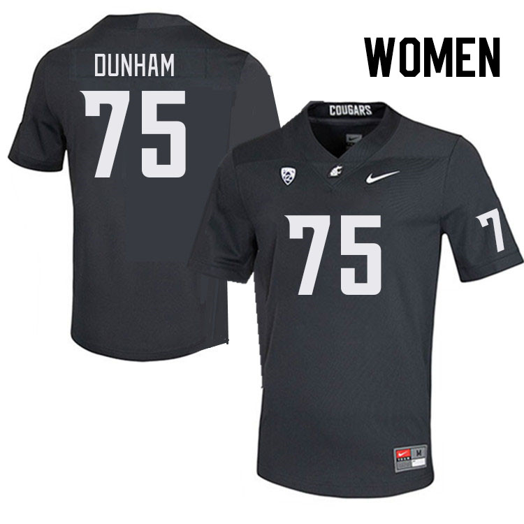 Women #75 Noah Dunham Washington State Cougars College Football Jerseys Stitched Sale-Charcoal